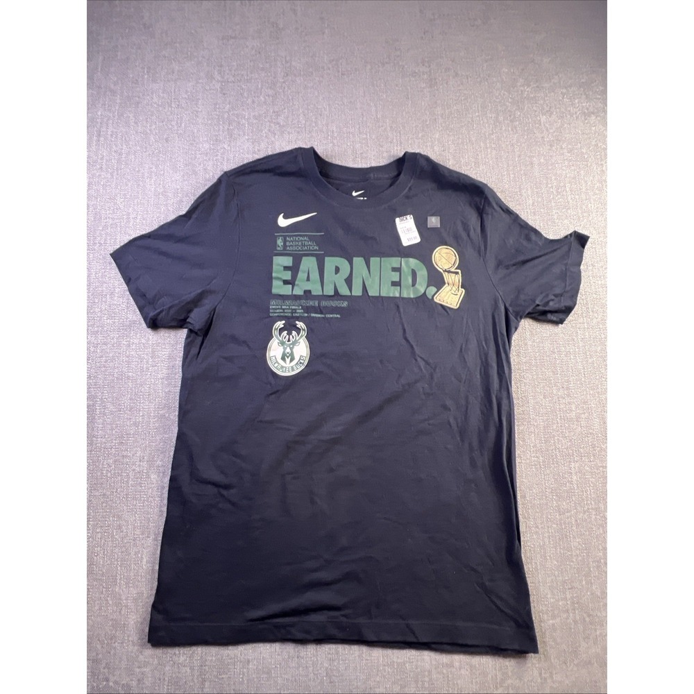 Nike T Shirt Milwaukee Bucks Men's M Graphic Print 2021 Finals Black